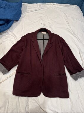 Skies Are Blue Burgundy Open-Front Blazer